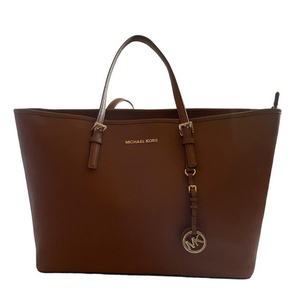 Michael Kors Jet Set Tote Luggage Brown Saffiano Large - Picture 10 of 14